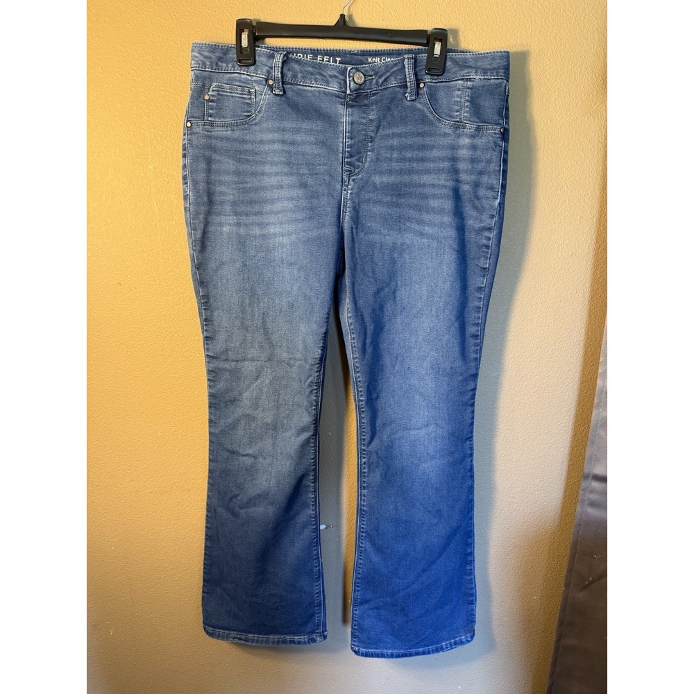 Laurie Felt Knit Clean Jean Pull On Bootcut Women Size Large Medium Wash Jean - Picture 1 of 8